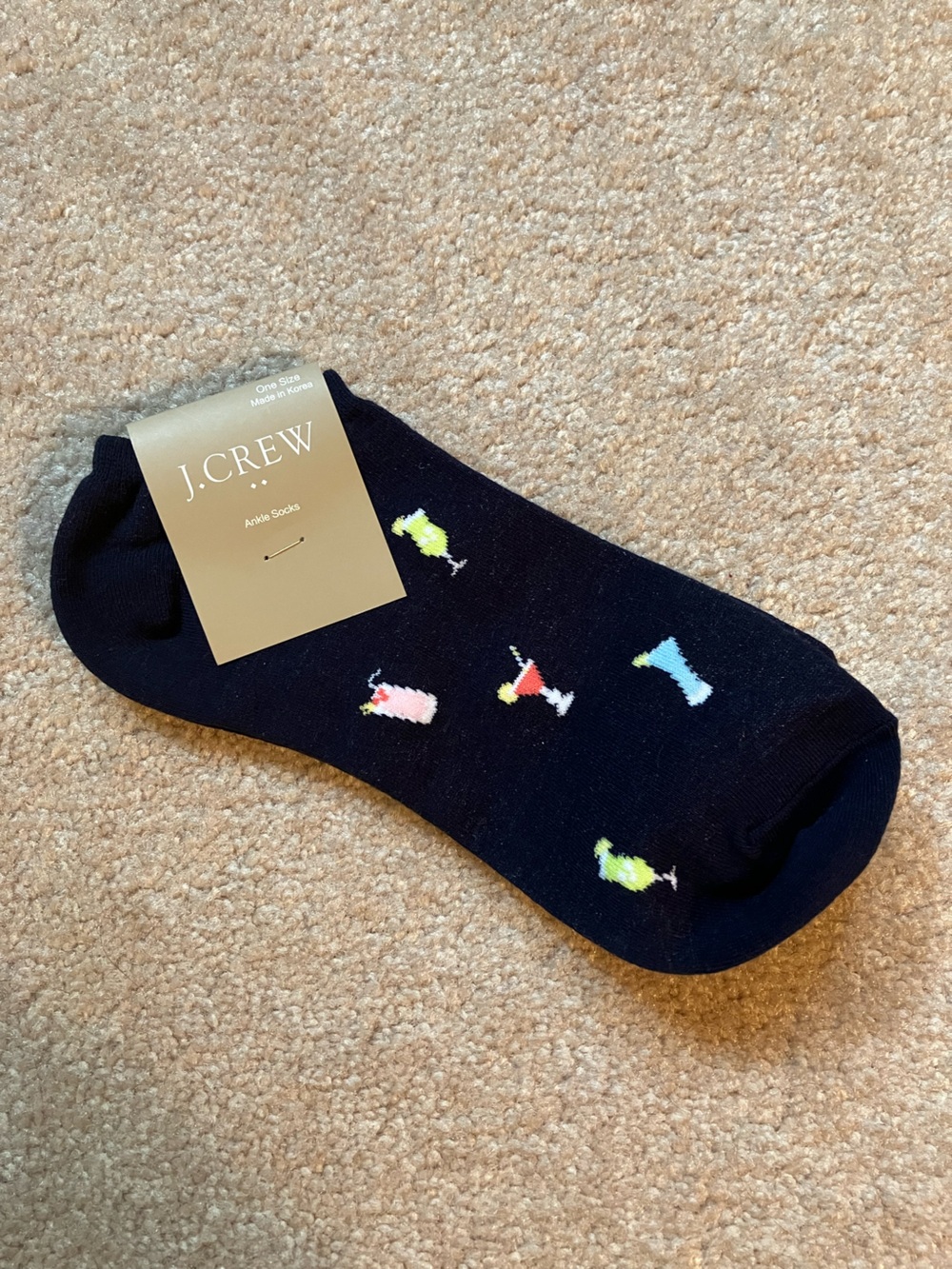 🆓 NWT J. Crew Drinks Cocktail Pattern Ankle Socks
